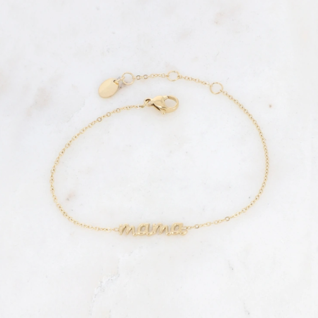 bracelet en acier inoxydable avec une inscription "mama"