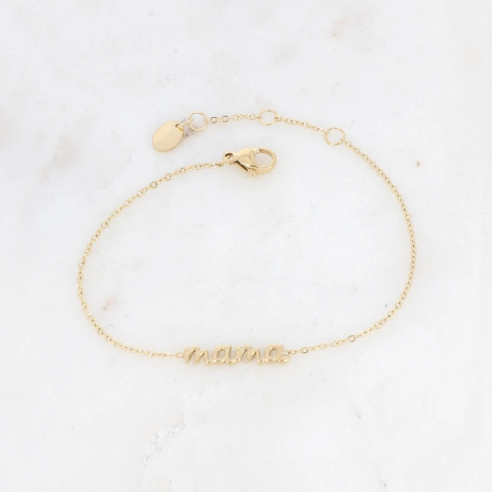 bracelet en acier inoxydable avec une inscription "mama"