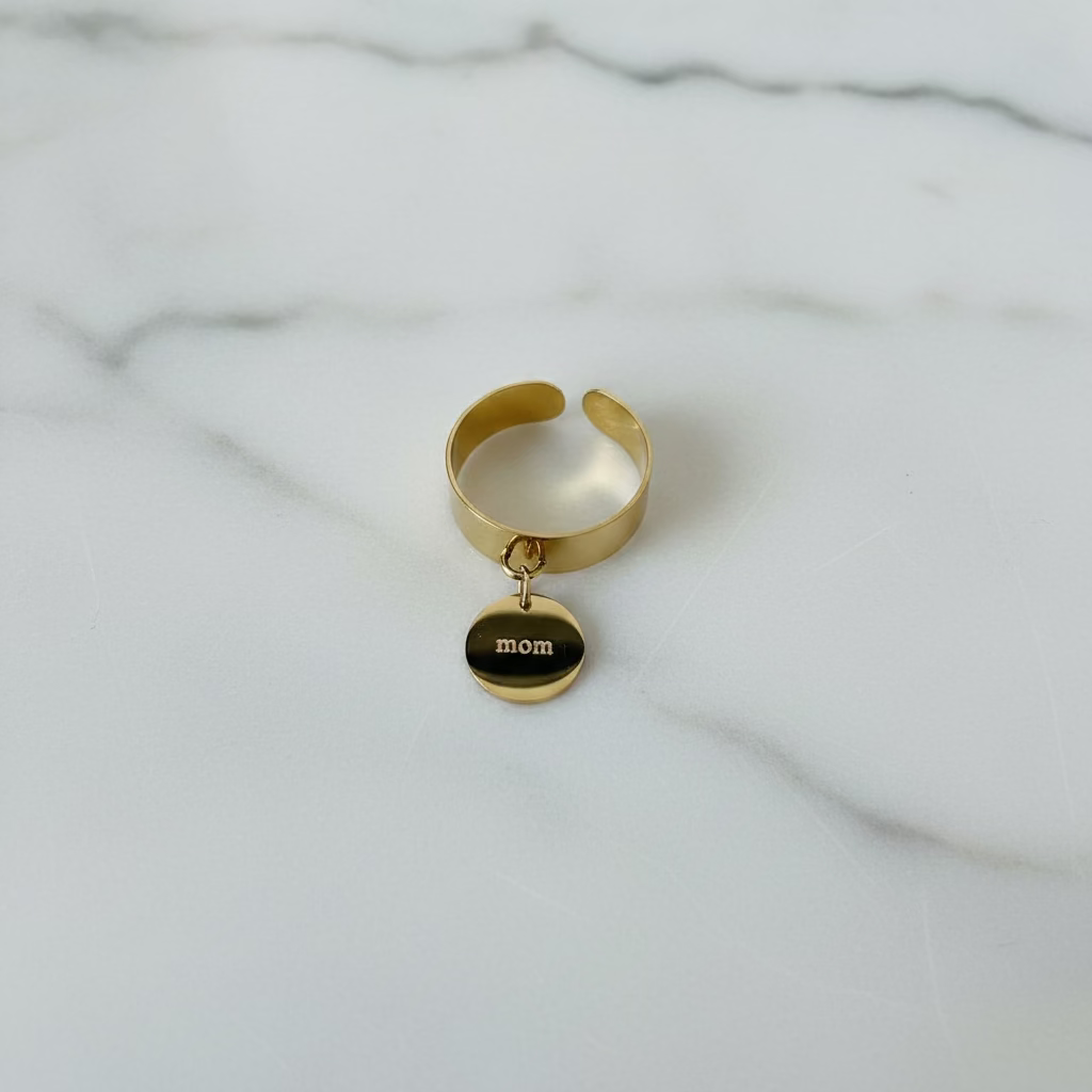 Bague pampille Mom & coeur