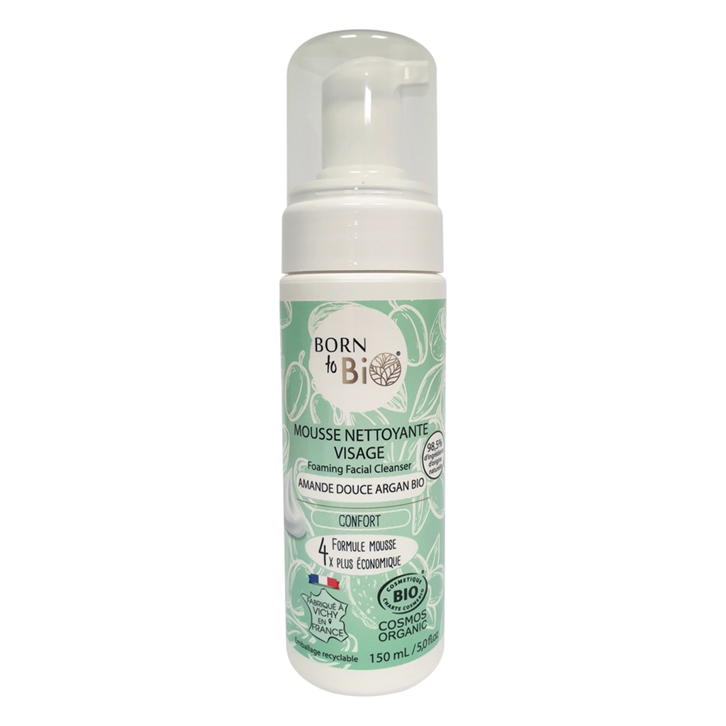 mousse nettoyante visage certifiée bio Born to bio