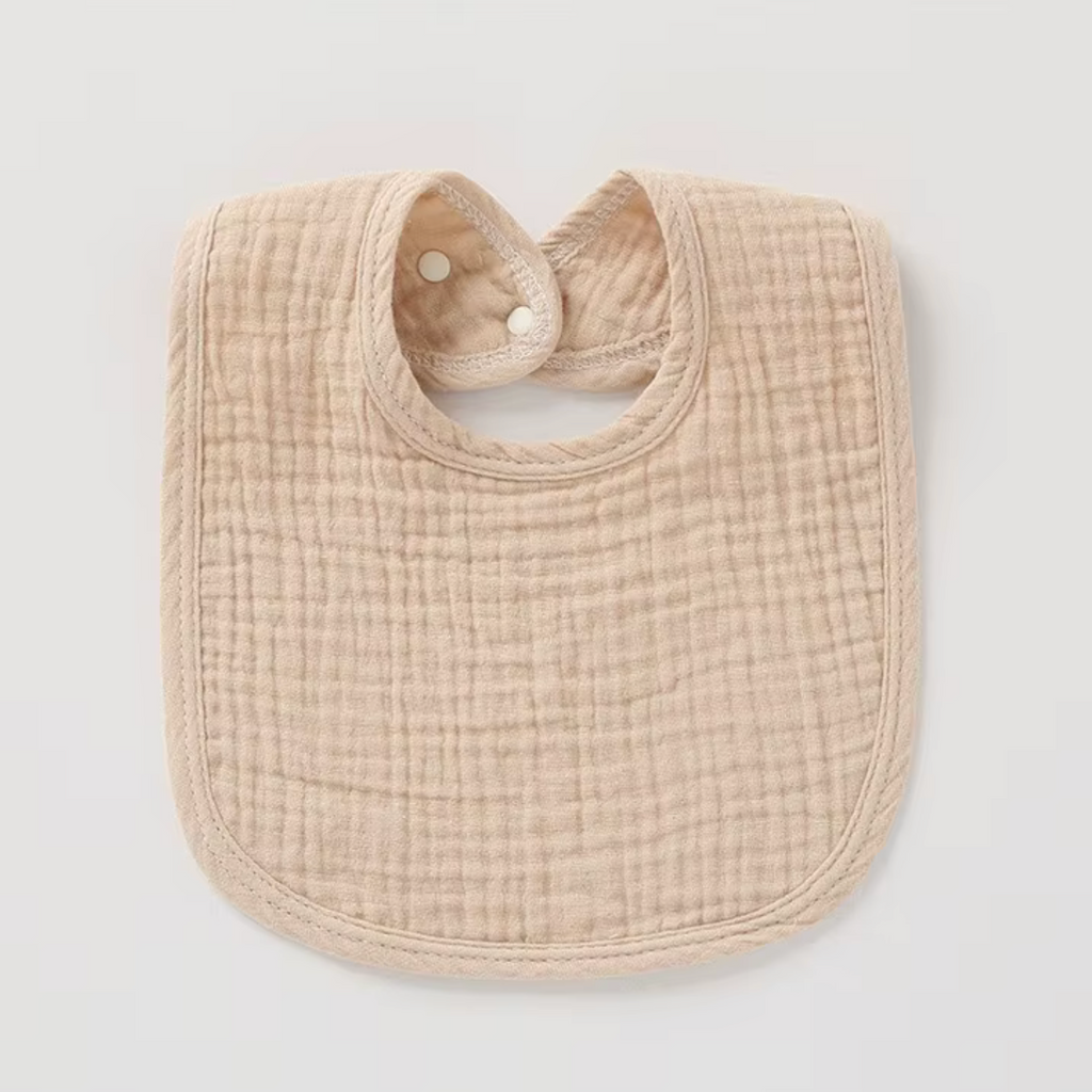 Bavoir en gaze de coton beige