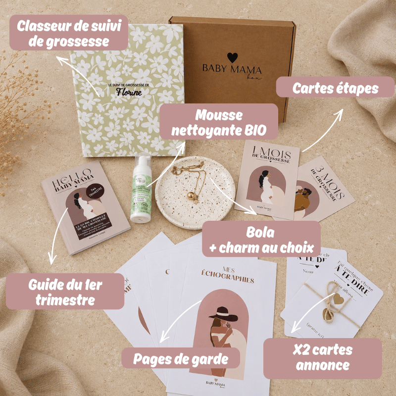 Descriptif du contenu de la box Baby Mama Box trimestre 1