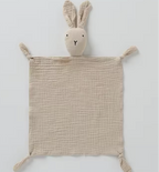 doudou lapin en tissu gaze de coton beige